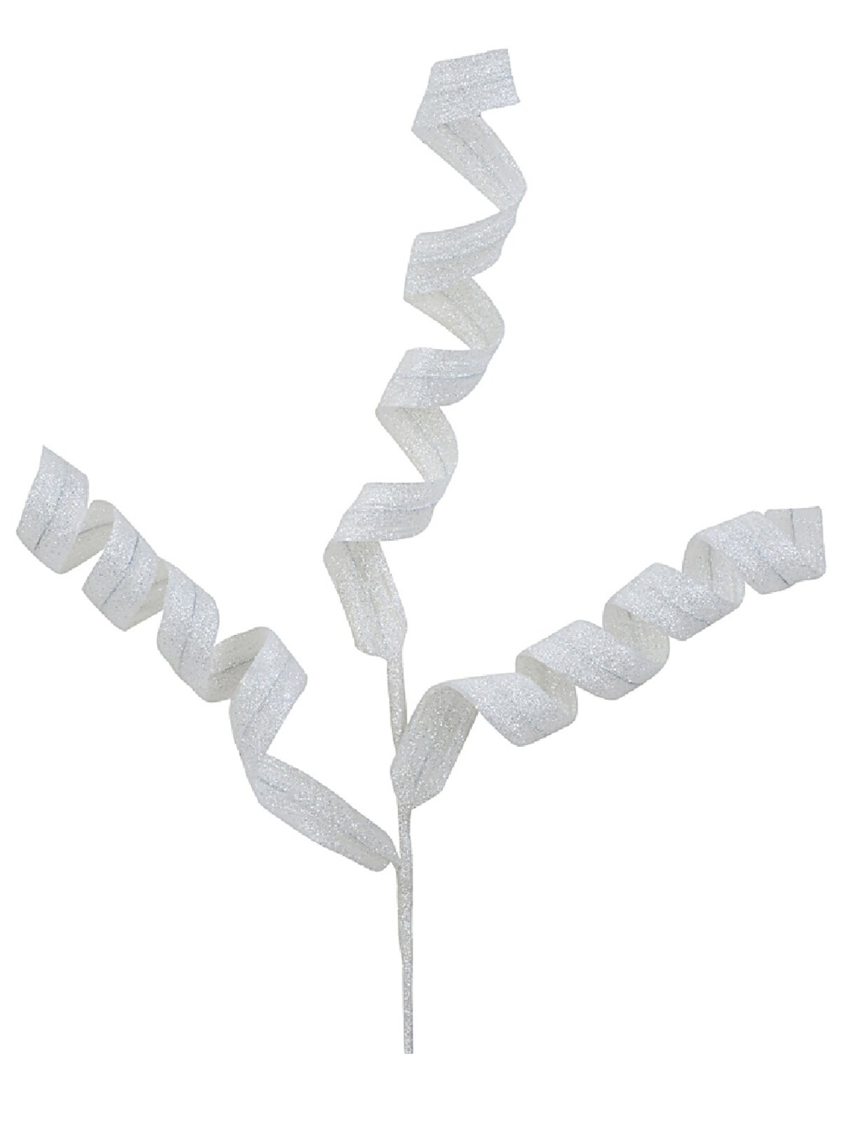 White Curly Ribbon Glitter Spray Stem With Posable Iridescent Branchlets | 60cm — image 2