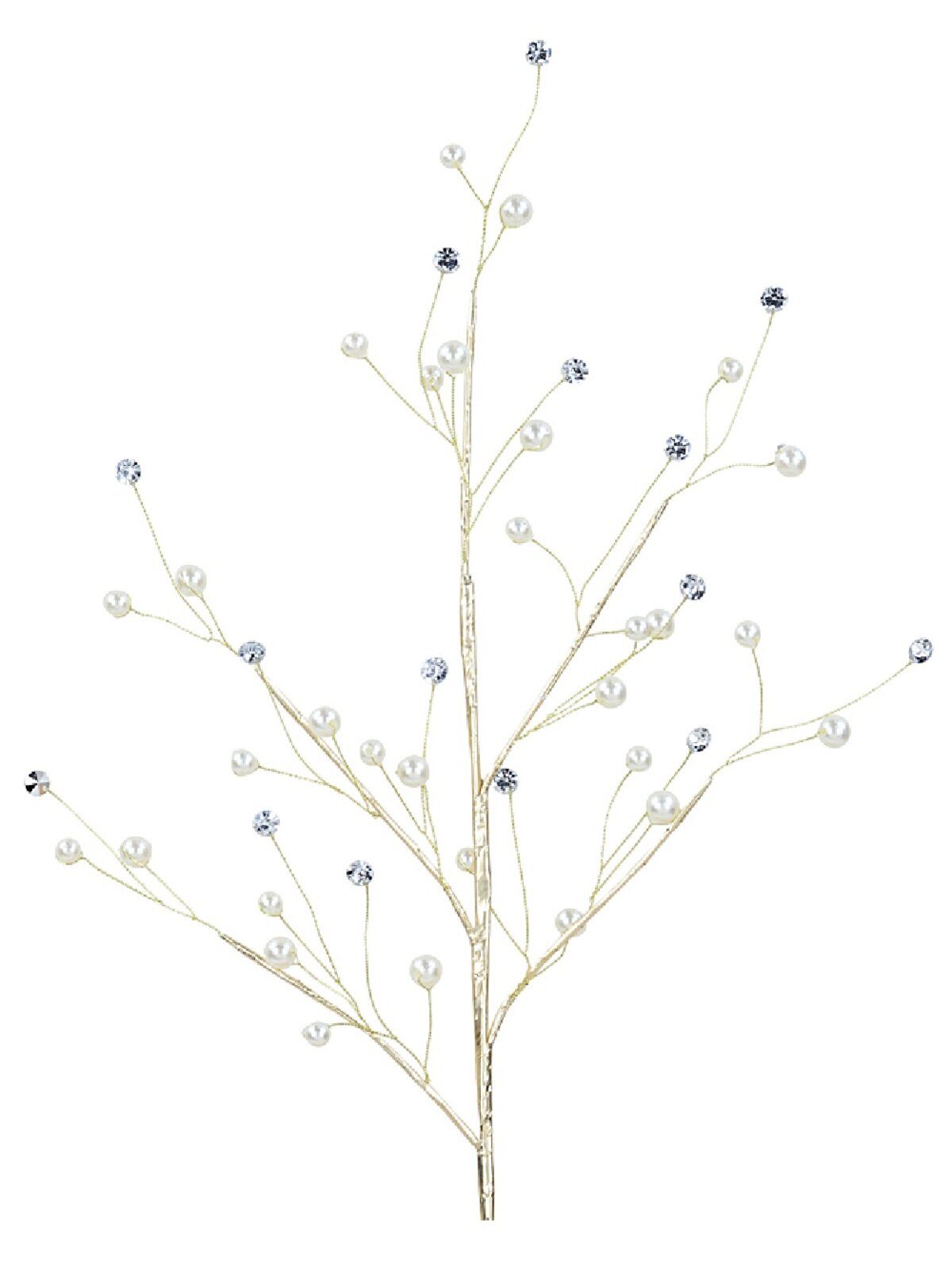 Faux Pearl & Diamante Starburst Spray Stem With Gilded Branchlets | 56cm — image 3