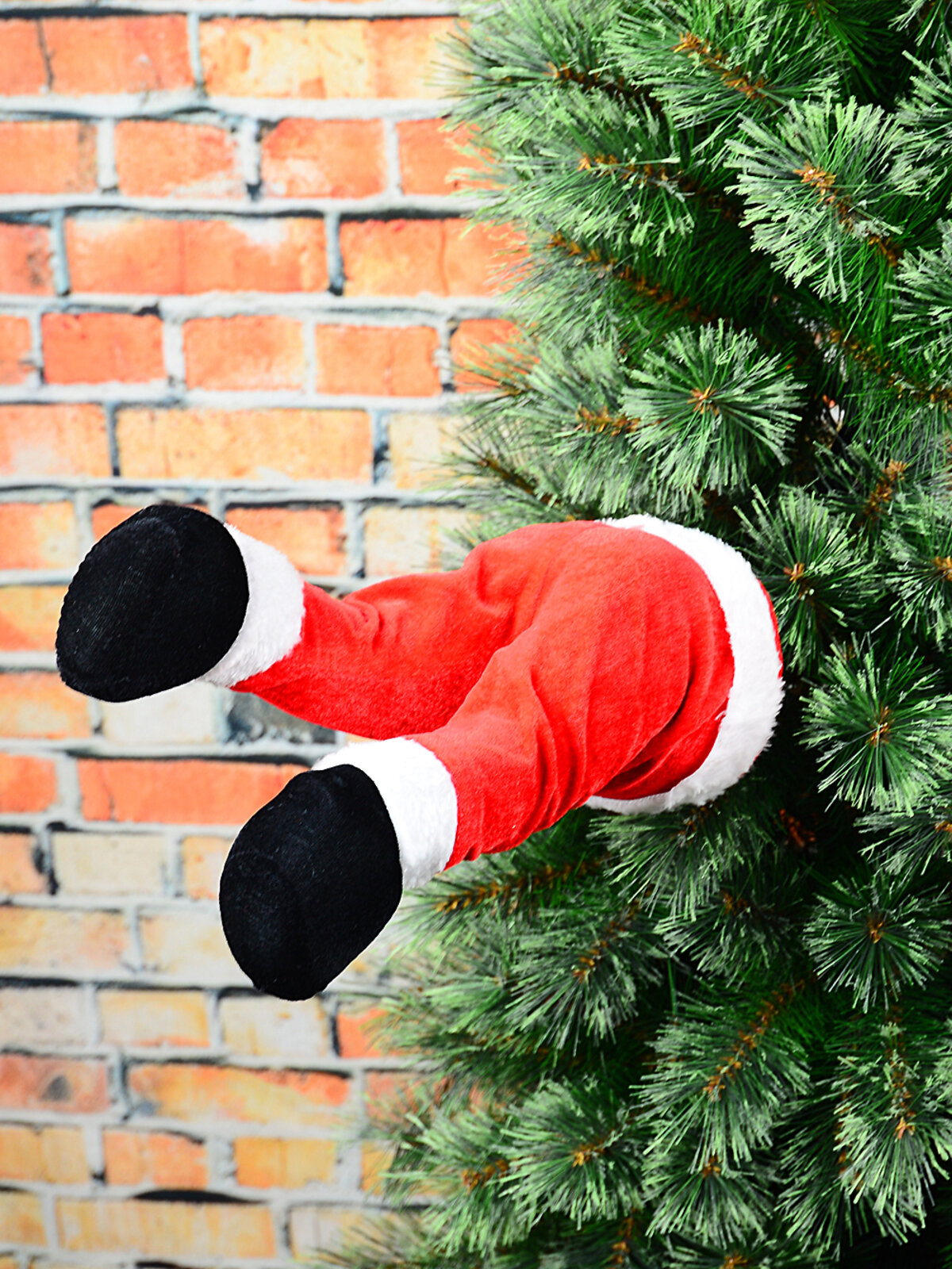 Animated Kicking Santa Claus Stuck In Your Tree Plush | 34cm