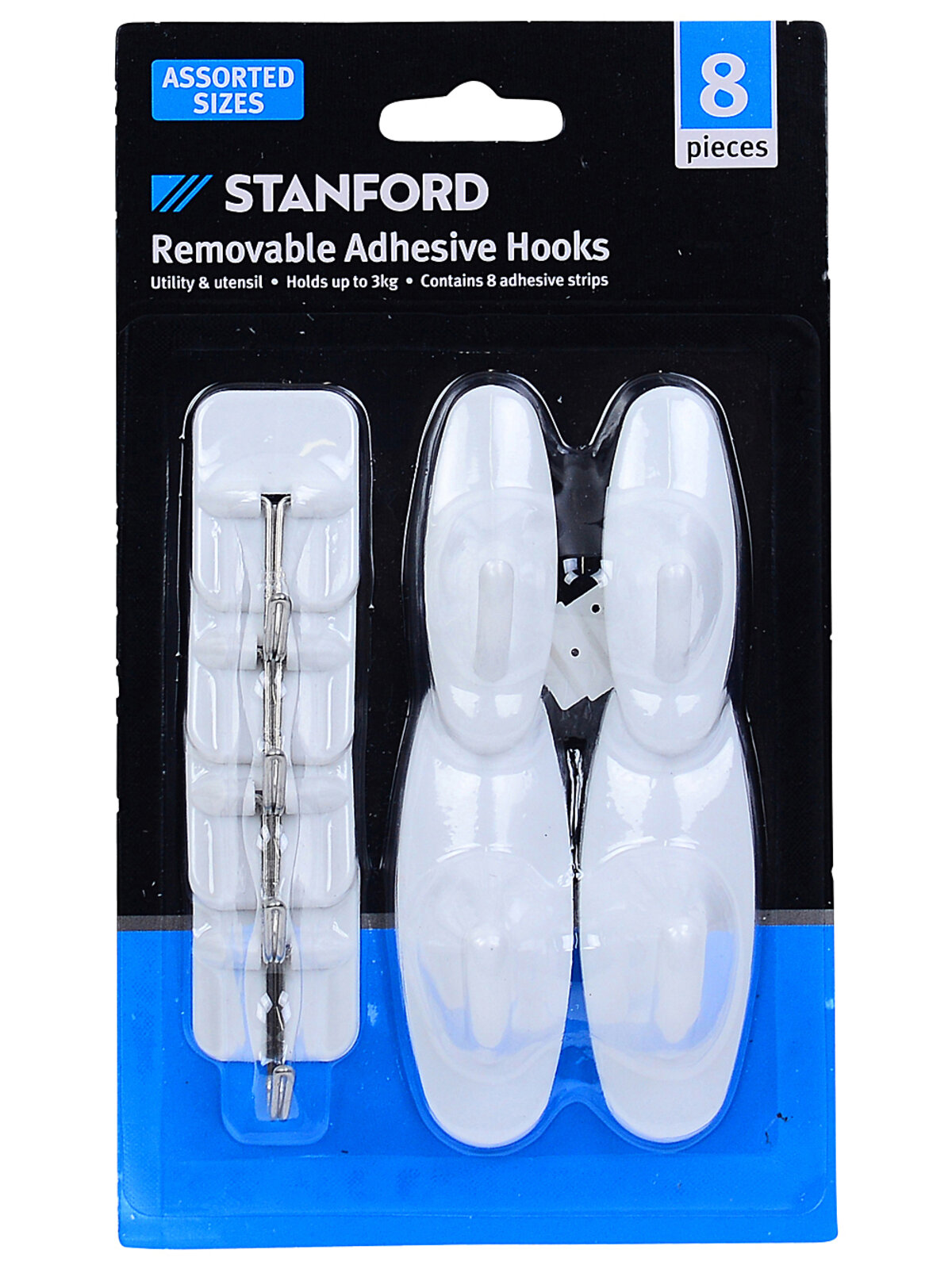 8x White Removable Adhesive Hooks | Heavy Duty Damage Free Utility Clips