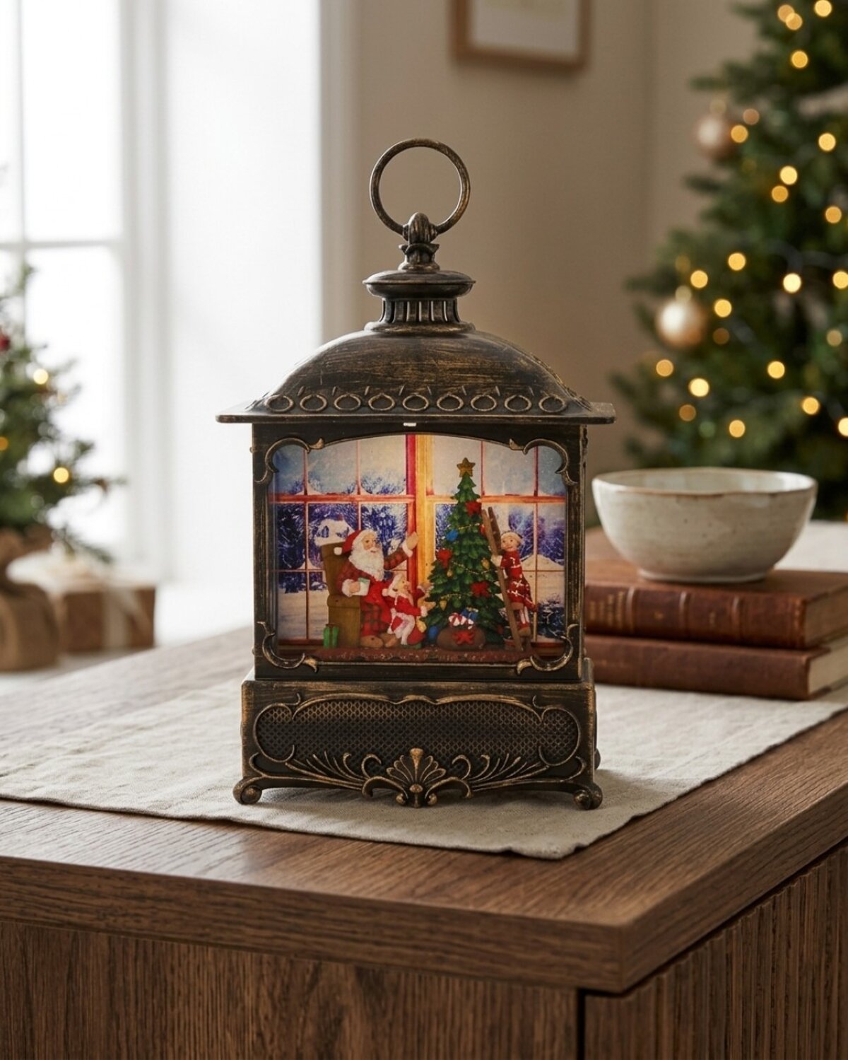 Santa At Home Large LED Musical Christmas Snow Globe Lantern | 27cm — image 4