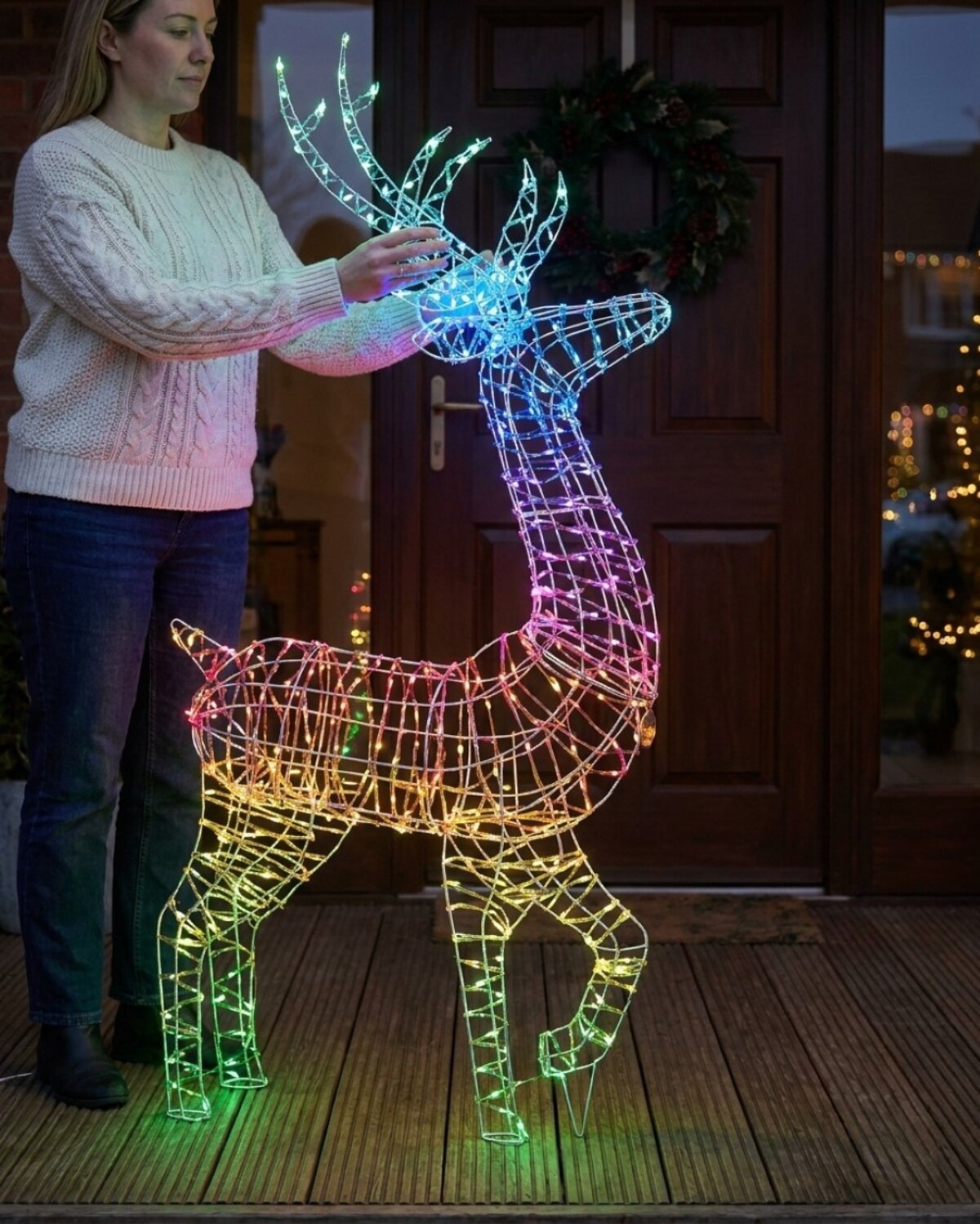 1.5m Rainbow Reindeer 3D Smart LED Outdoor Christmas Motif | 17 Sequences — image 3