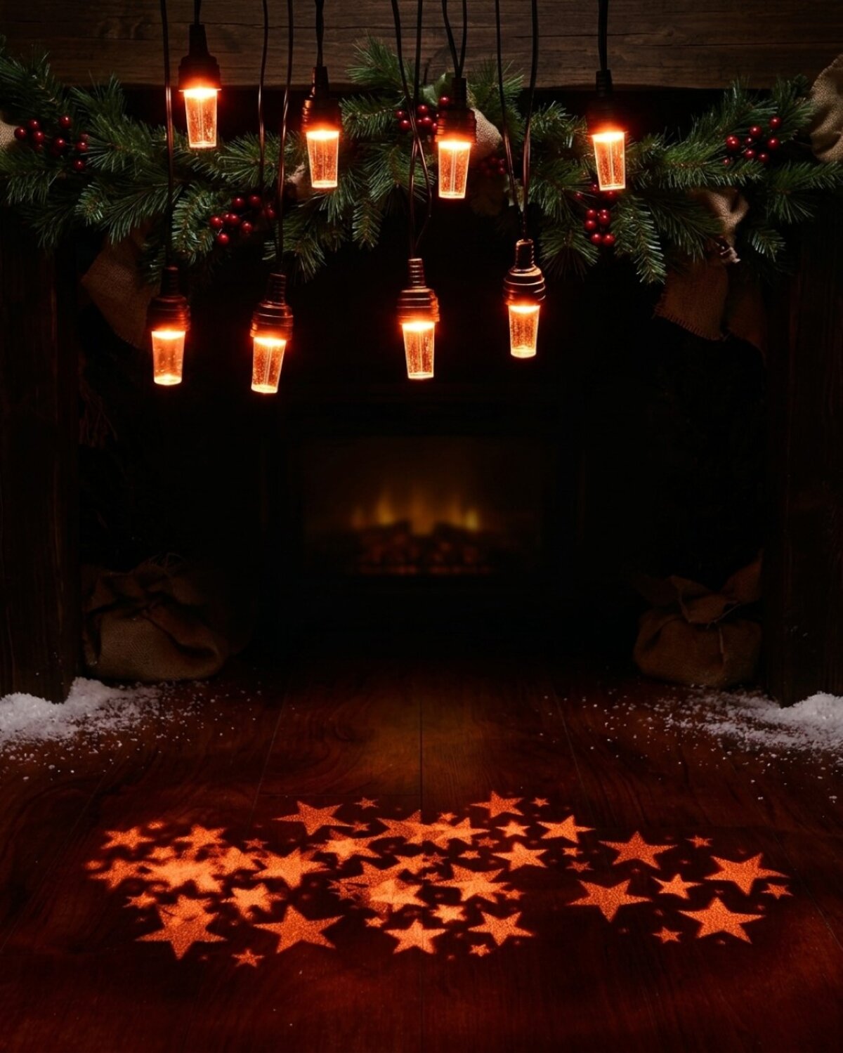 8 LED Warm White Star Projector Fairy Lights With Timer | 3.5m — image 2