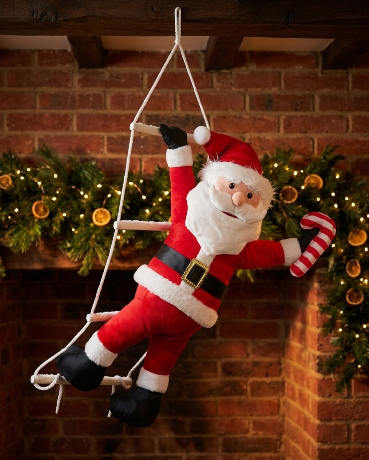 Hanging Santa On Ladder Outdoor Stretch Nylon Christmas Decoration | 1m — image 2