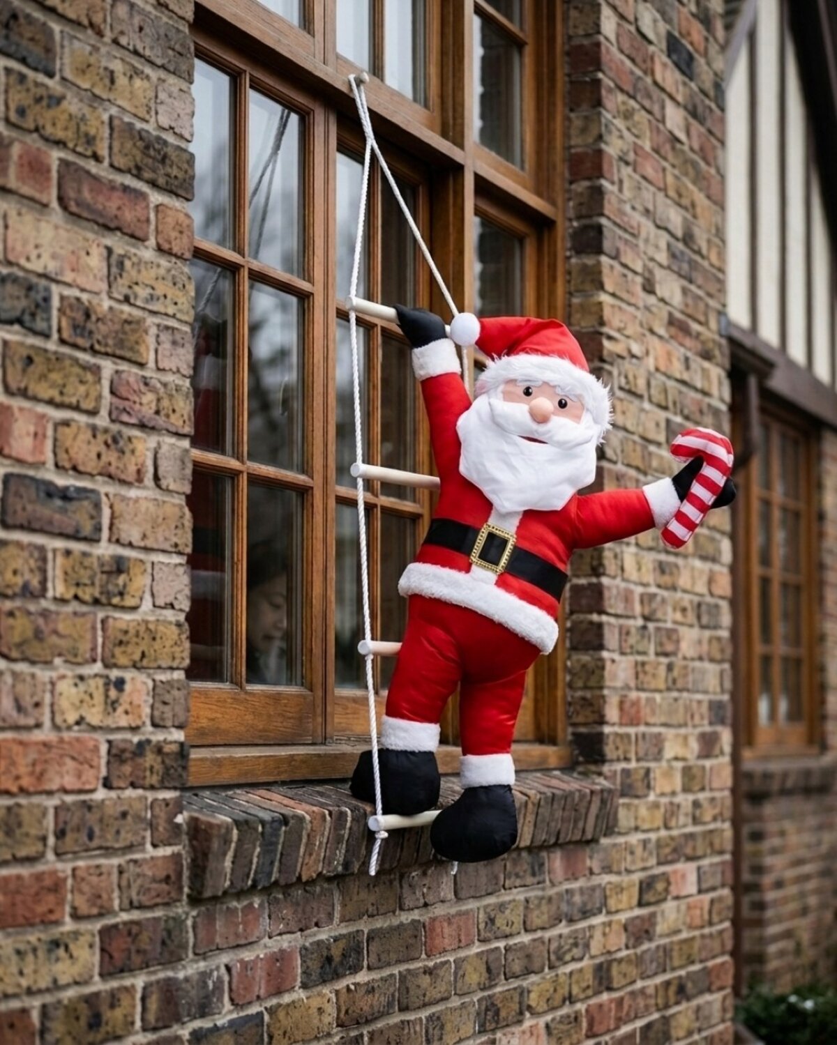 Hanging Santa On Ladder Outdoor Stretch Nylon Christmas Decoration | 1m — image 4