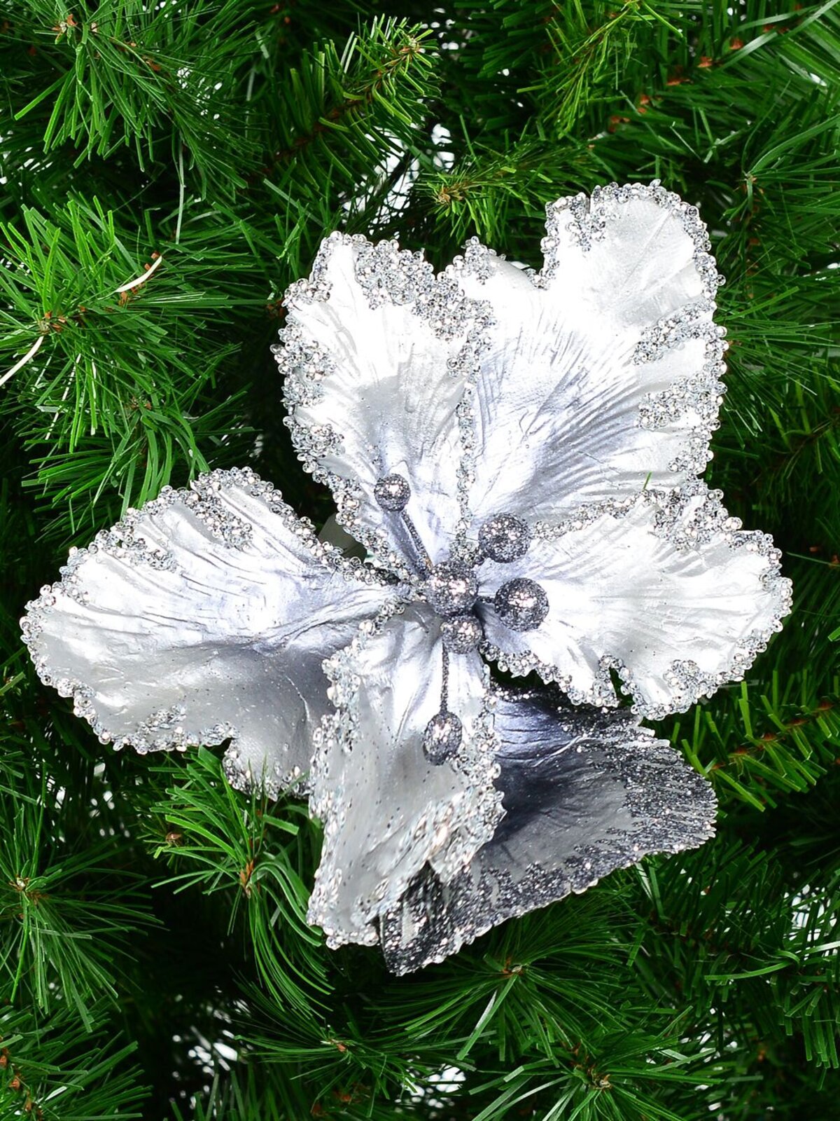 20cm Silver With Sequins Tulip Christmas Tree Clip Pick — image 4