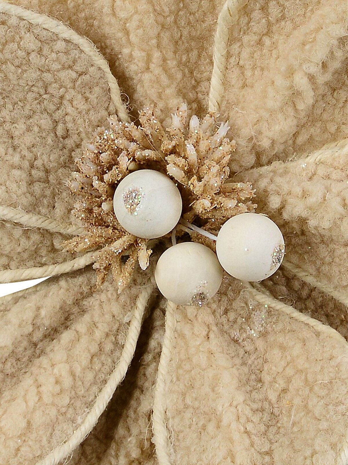 Cream Natural Wool Magnolia Christmas Tree Clip Pick | 22cm — image 3