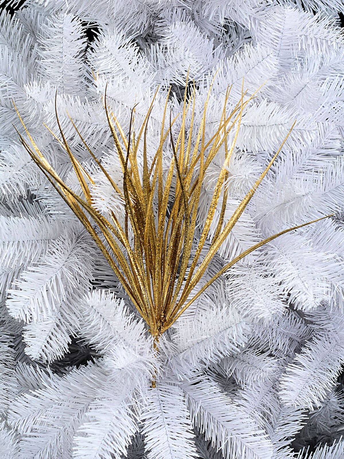 Gold Grass Bush Embellished With Gold Glitter Christmas Tree Stem Pick | 22cm — image 2