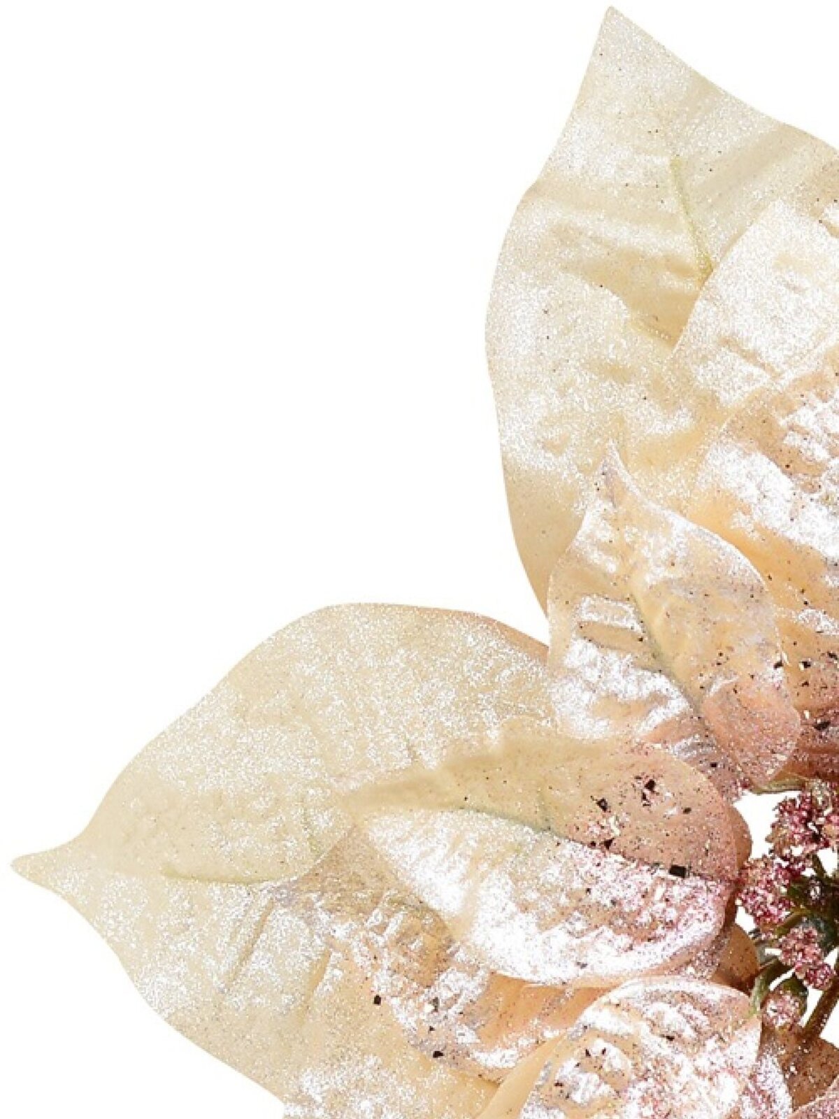 Peach Pink With Rose Gold Poinsettia Christmas Tree Clip Pick | 22cm — image 4