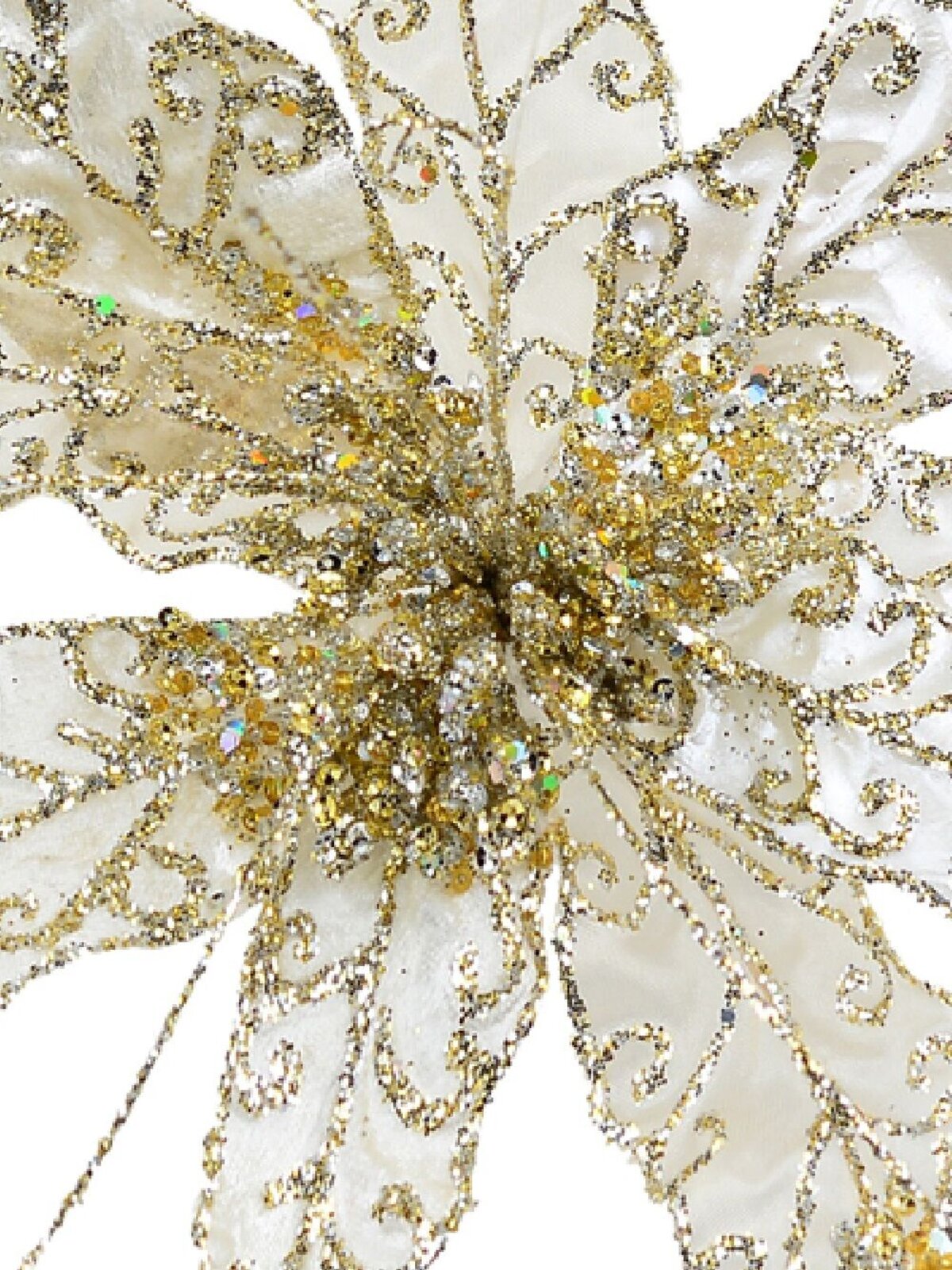 22cm Pearl Velvet & Metallic Sheer Cactus Flower Christmas Tree Clip Pick