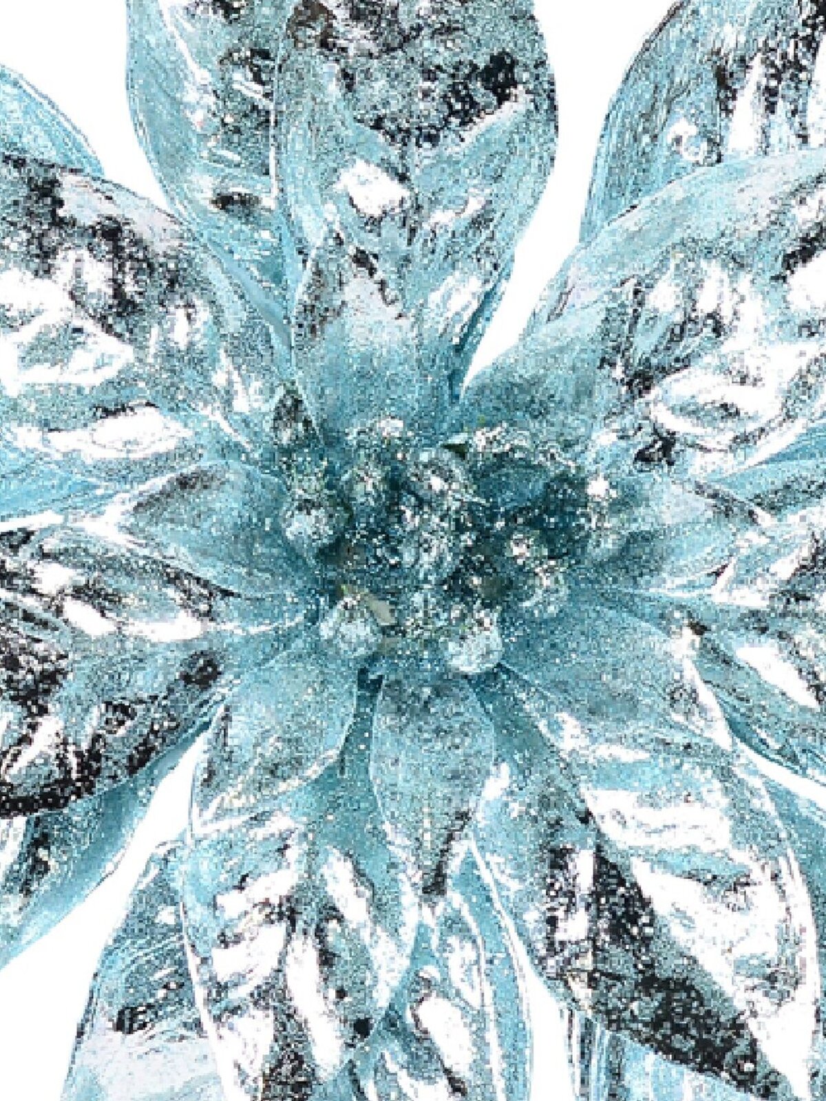 Shiny Light Blue Moulded PVC Poinsettia Christmas Tree Clip Pick | 22cm — image 3