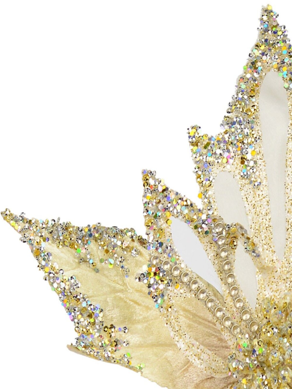 Soft Gold Poinsettia Christmas Tree Clip Pick With Diamantes | 23cm — image 4