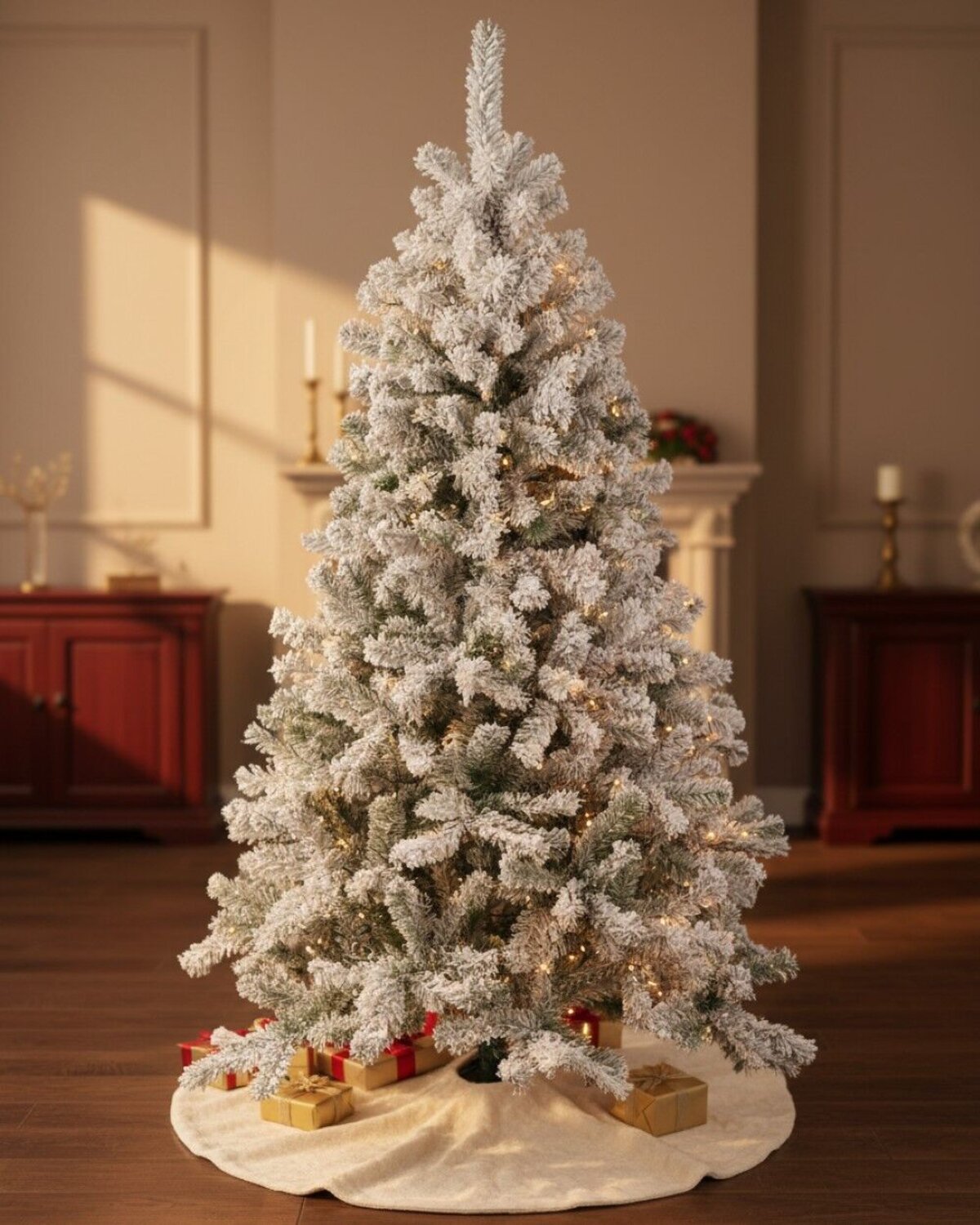 2.3m Dawn White Heavily Flocked Christmas Tree | 1144 Tips & Hinged Branches — image 4