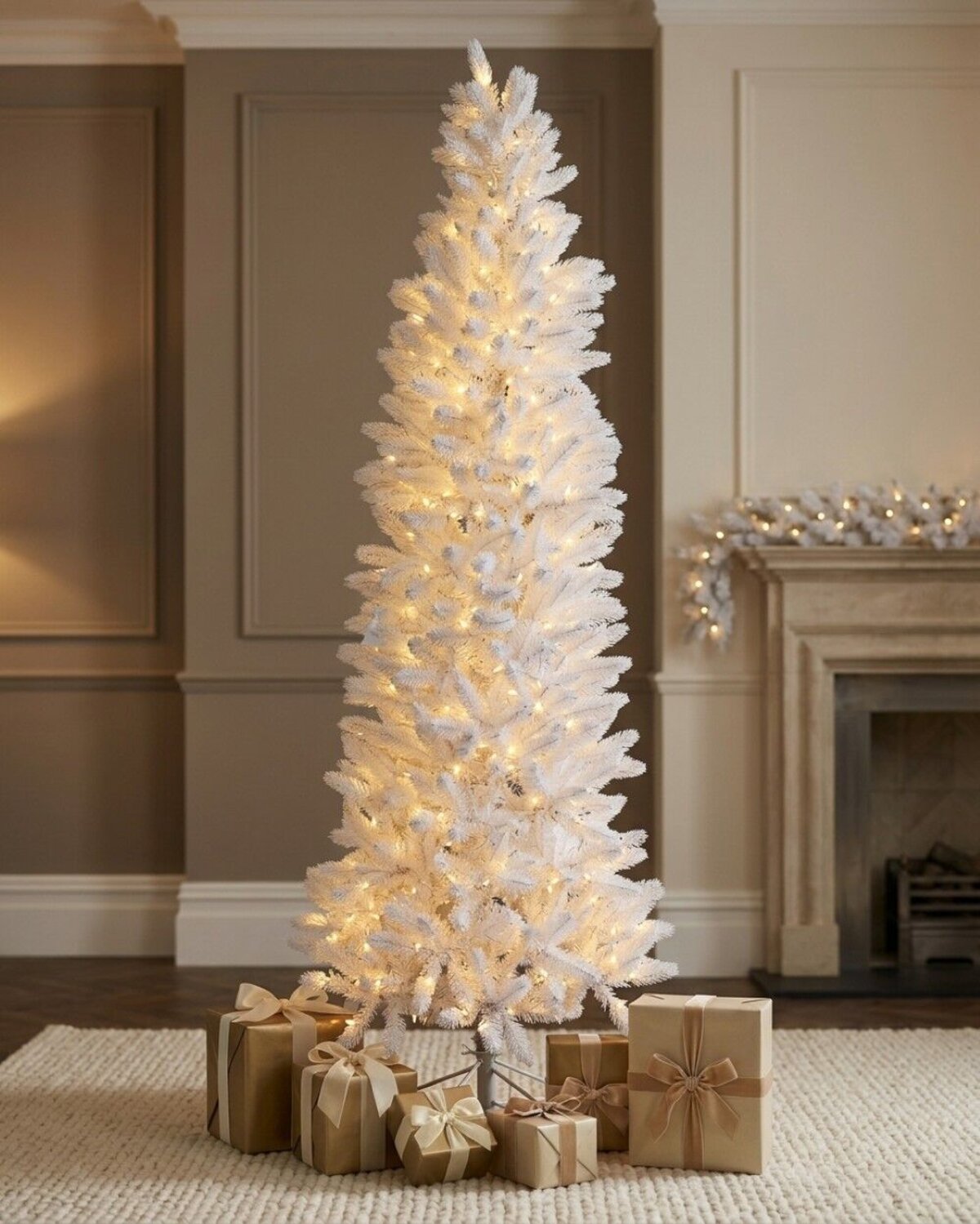 2.3m Slim White Flocked Pyrenees Spruce Pre-Lit Tree | 878 Tips & 440 LED — image 3
