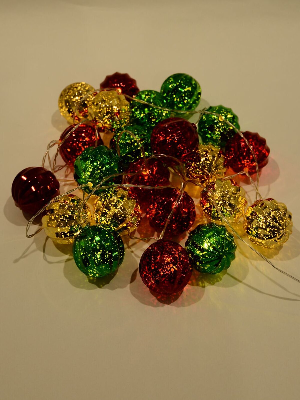 24 Warm White LED With Red Green & Gold Whirlpool Baubles | 3.4m — image 3