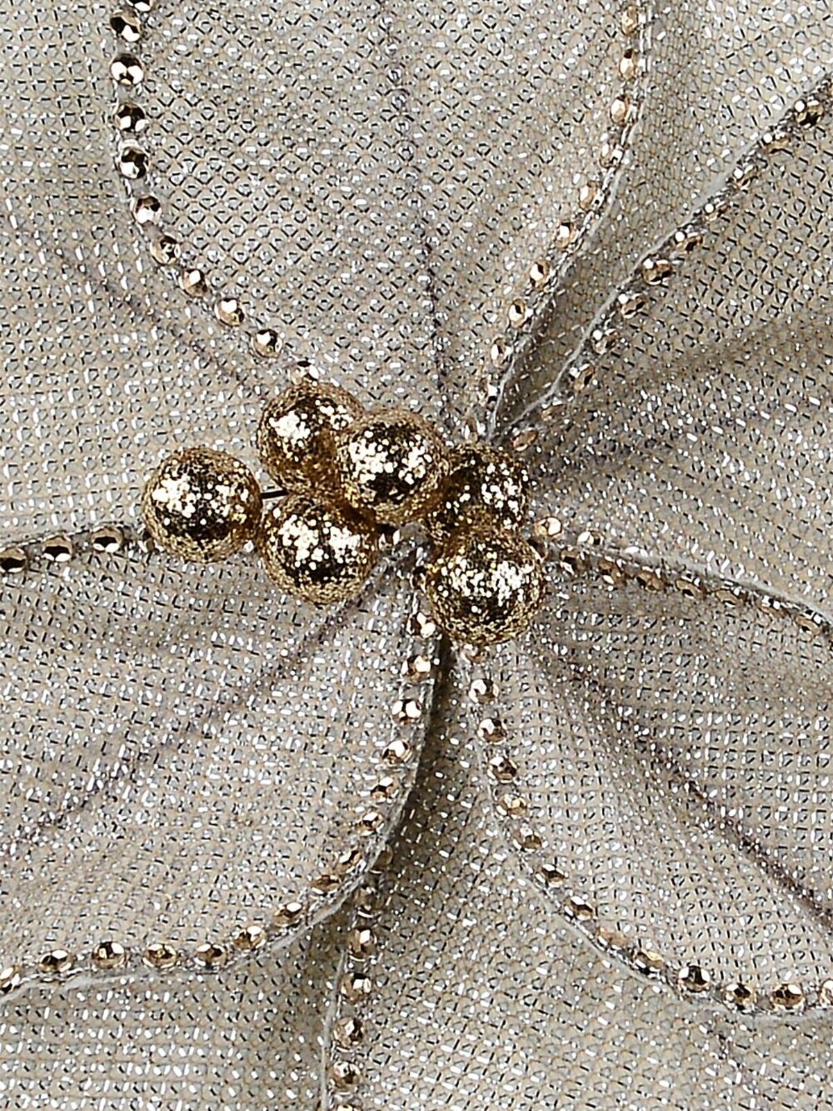 Natural Felt & Rose Gold Diamante Poinsettia Christmas Tree Clip Pick | 24cm — image 3