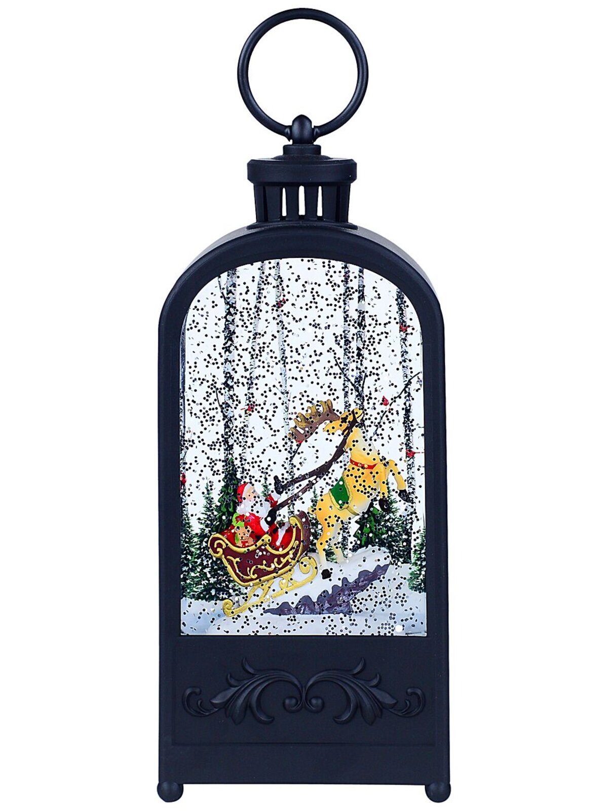 24cm Santa & Sleigh In Forest Snow Globe Lantern — image 3