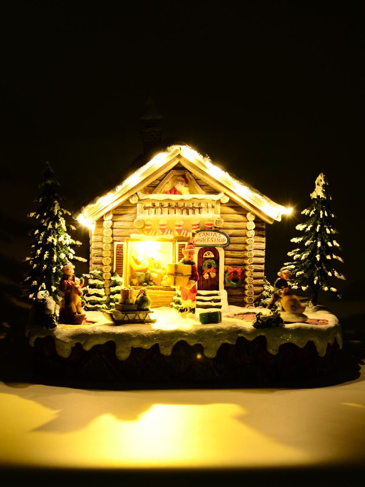 24cm Santa Workshop Illuminated & Animated Battery Christmas Village Scene — image 2