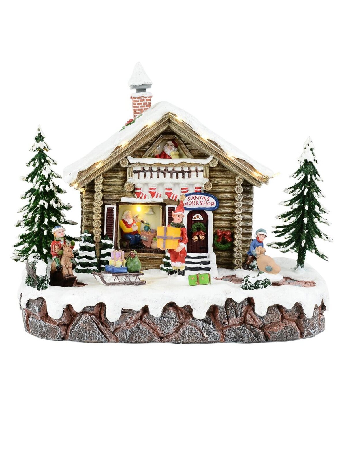 24cm Santa Workshop Illuminated & Animated Battery Christmas Village Scene — image 3