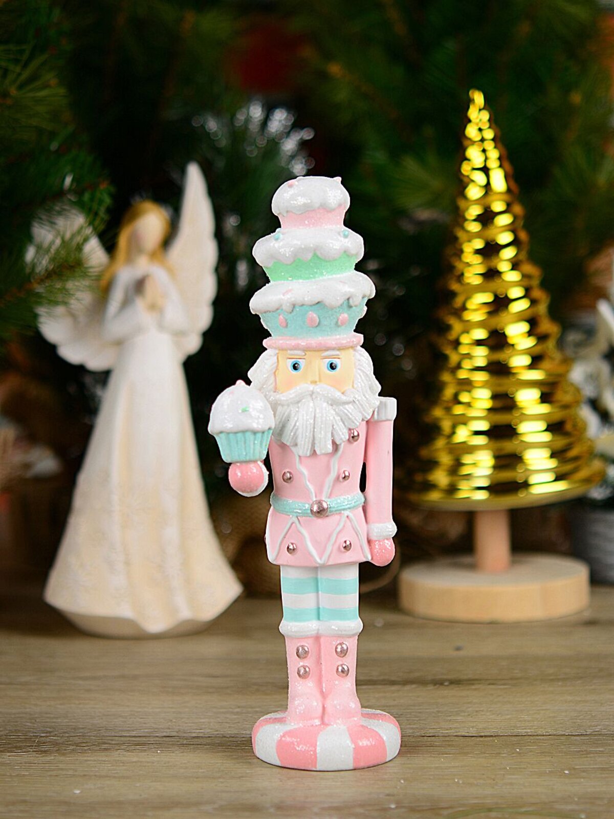 25cm Christmas Sweets & Cupcakes La Patissier Santa Resin Figurine — image 2