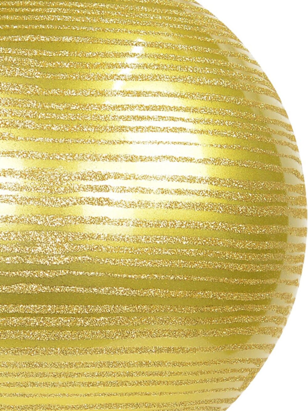 25cm Gold Gloss With Thin Gold Glitter Stripe Large Bauble — image 3