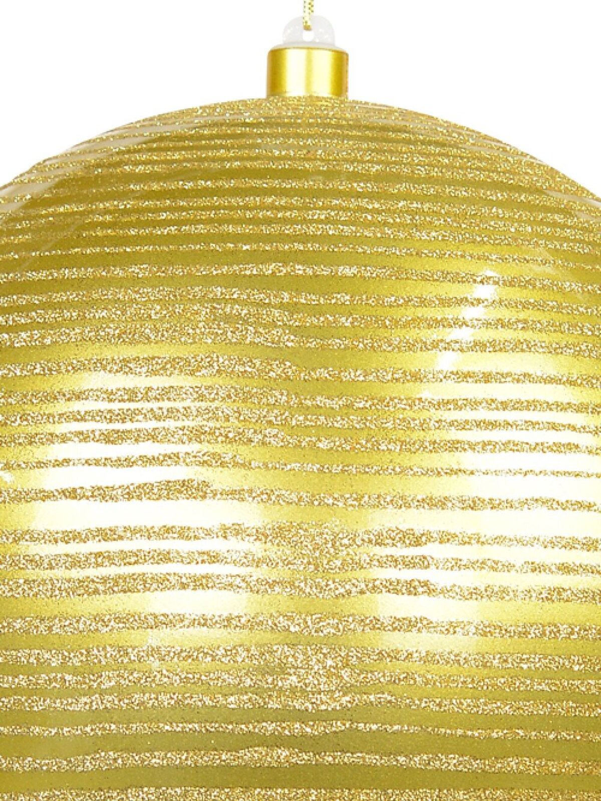 25cm Gold Gloss With Thin Gold Glitter Stripe Large Bauble — image 2