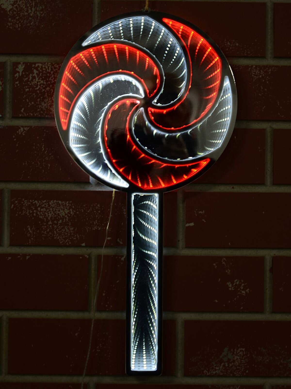 25cm Lollipop Infinity Mirror With Red & White LED Double Sided Light Display — image 2