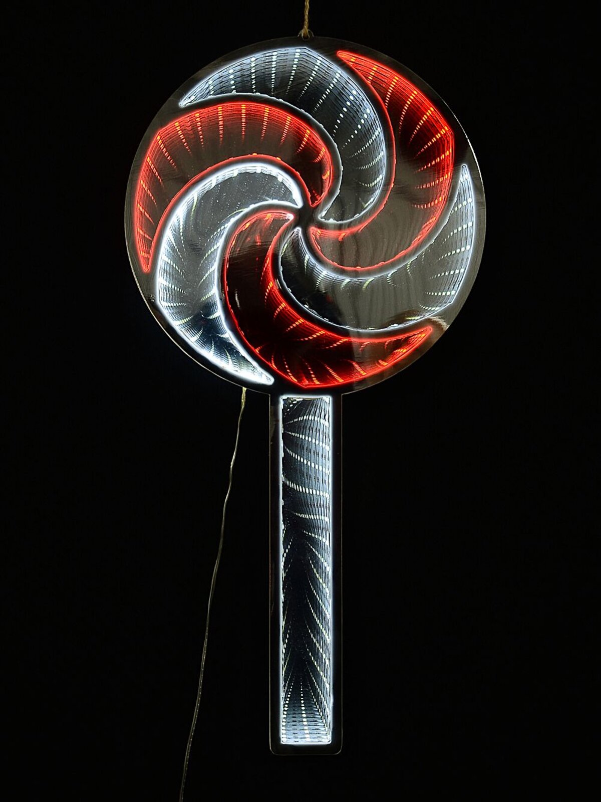 25cm Lollipop Infinity Mirror With Red & White LED Double Sided Light Display — image 5