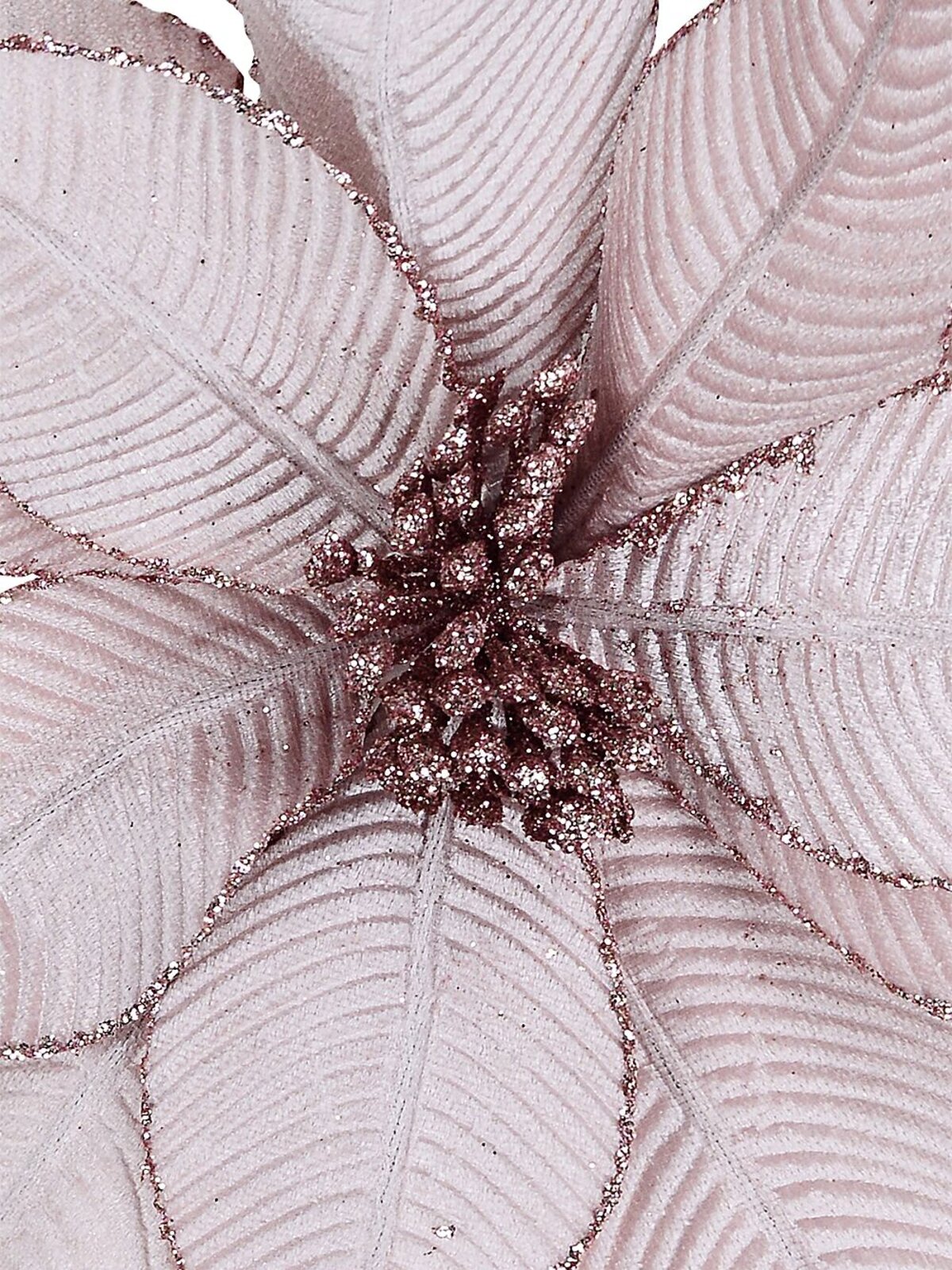 Pink Velour & Sequins Poinsettia Christmas Tree Clip Pick | 25cm — image 3