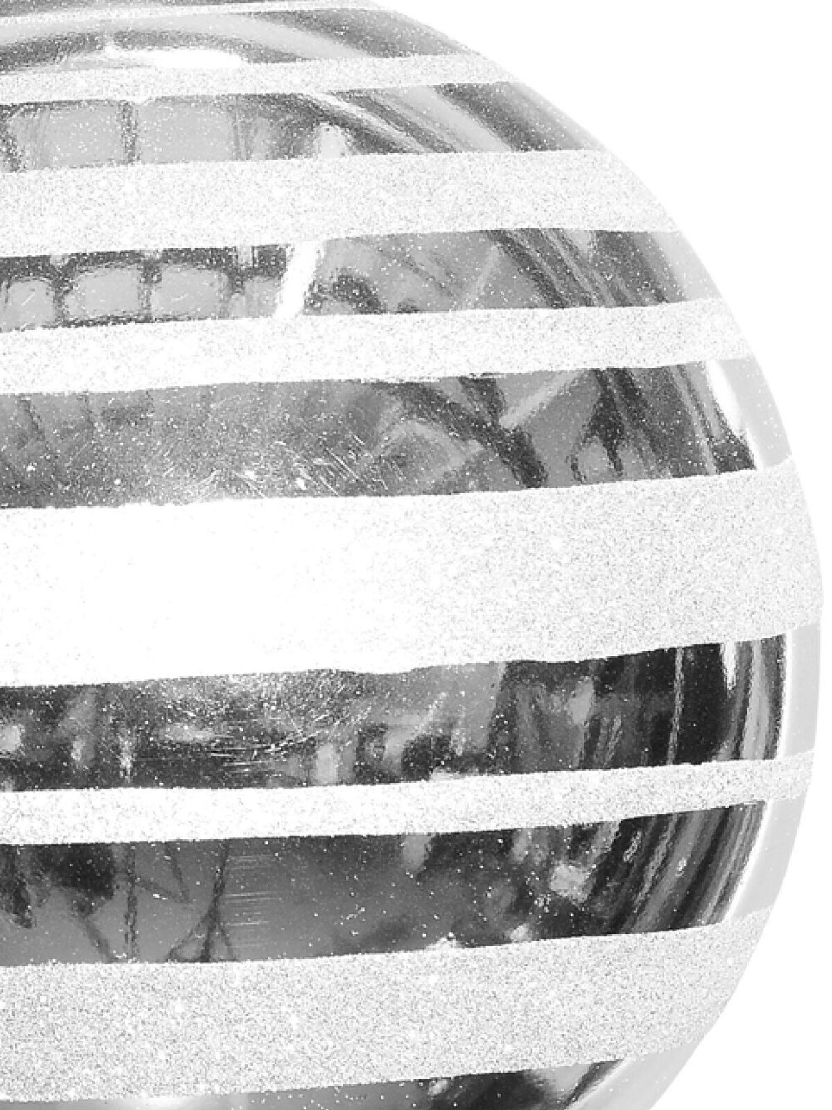 25cm Silver Metallic & Glitter Stripe Large Display Bauble — image 3