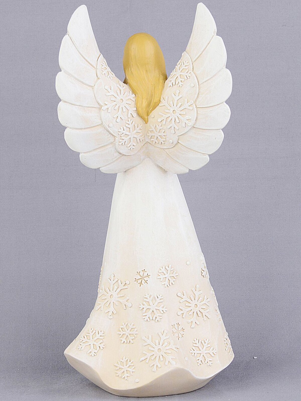 26cm Elegant Ivory Blessing Angel With Embossed Silver Snowflakes Figurine — image 6
