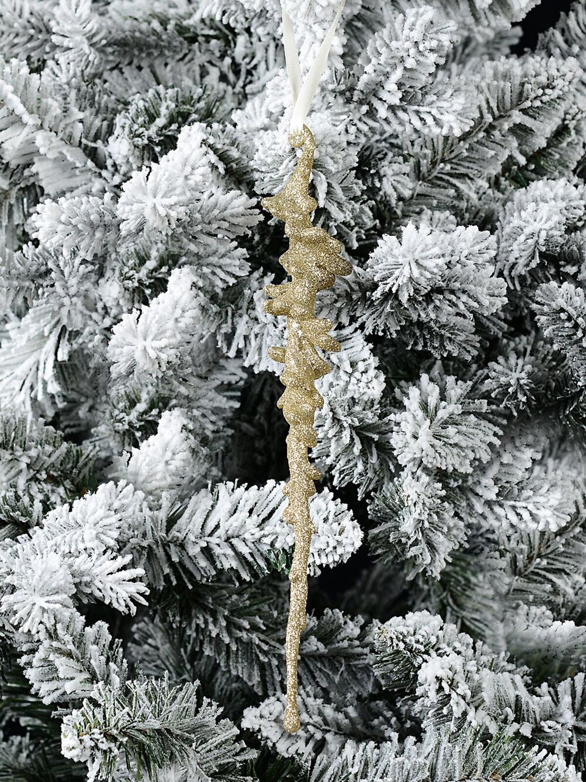26cm Gold Glitter Auger Like Christmas Tree Icicle Ornament — image 2