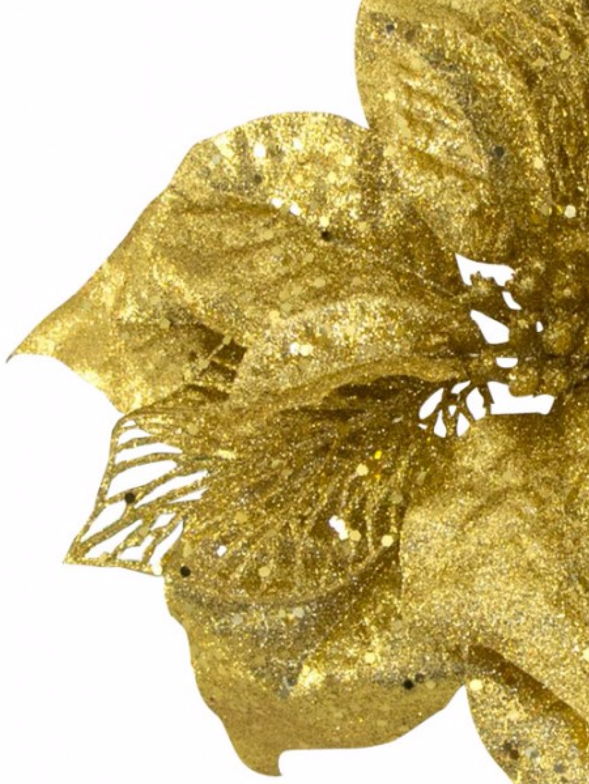 Gold Poinsettia Christmas Tree Clip Pick With Sequins & Glitter | 26cm — image 4