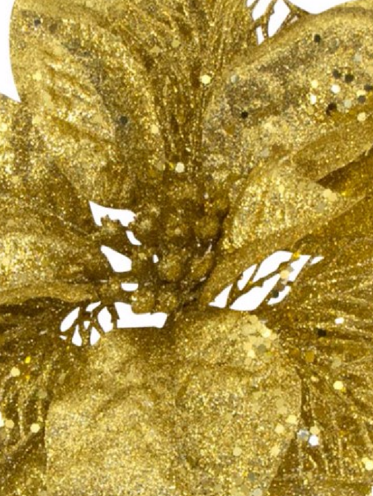 Gold Poinsettia Christmas Tree Clip Pick With Sequins & Glitter | 26cm — image 3