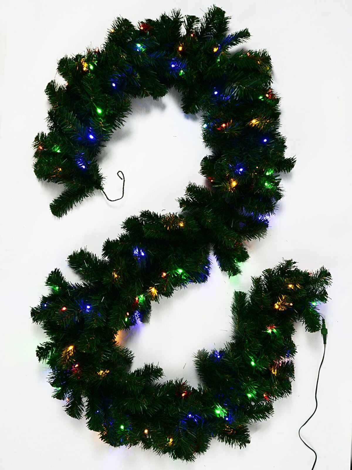 2.7m Dual LED Pre-Lit Balsam Pine Christmas Garland | 240 Tips & 100 Lights — image 3
