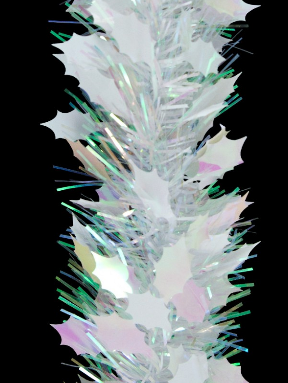2.7m White Holly Leaf & Iridescent Fir Needle 6ply 80mm Tinsel Garland — image 4