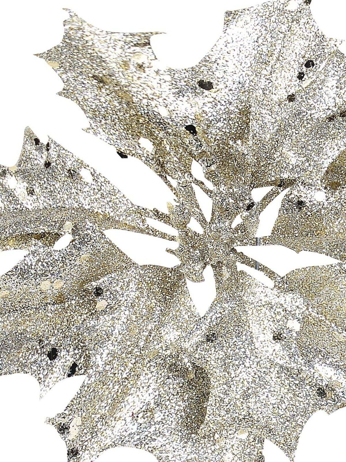 Champagne Holly Leaf Flower Christmas Tree Stem Pick | 28cm — image 3
