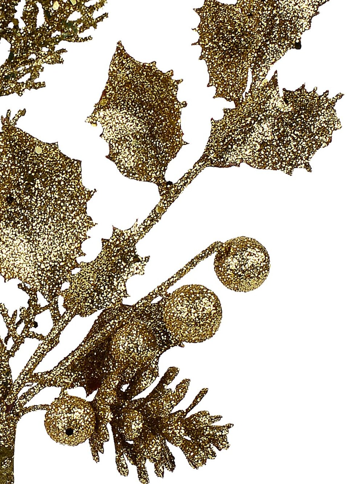 Gold Glitter Mixed Foliage With Pinecone & Berries Christmas Stem Pick | 28cm — image 4