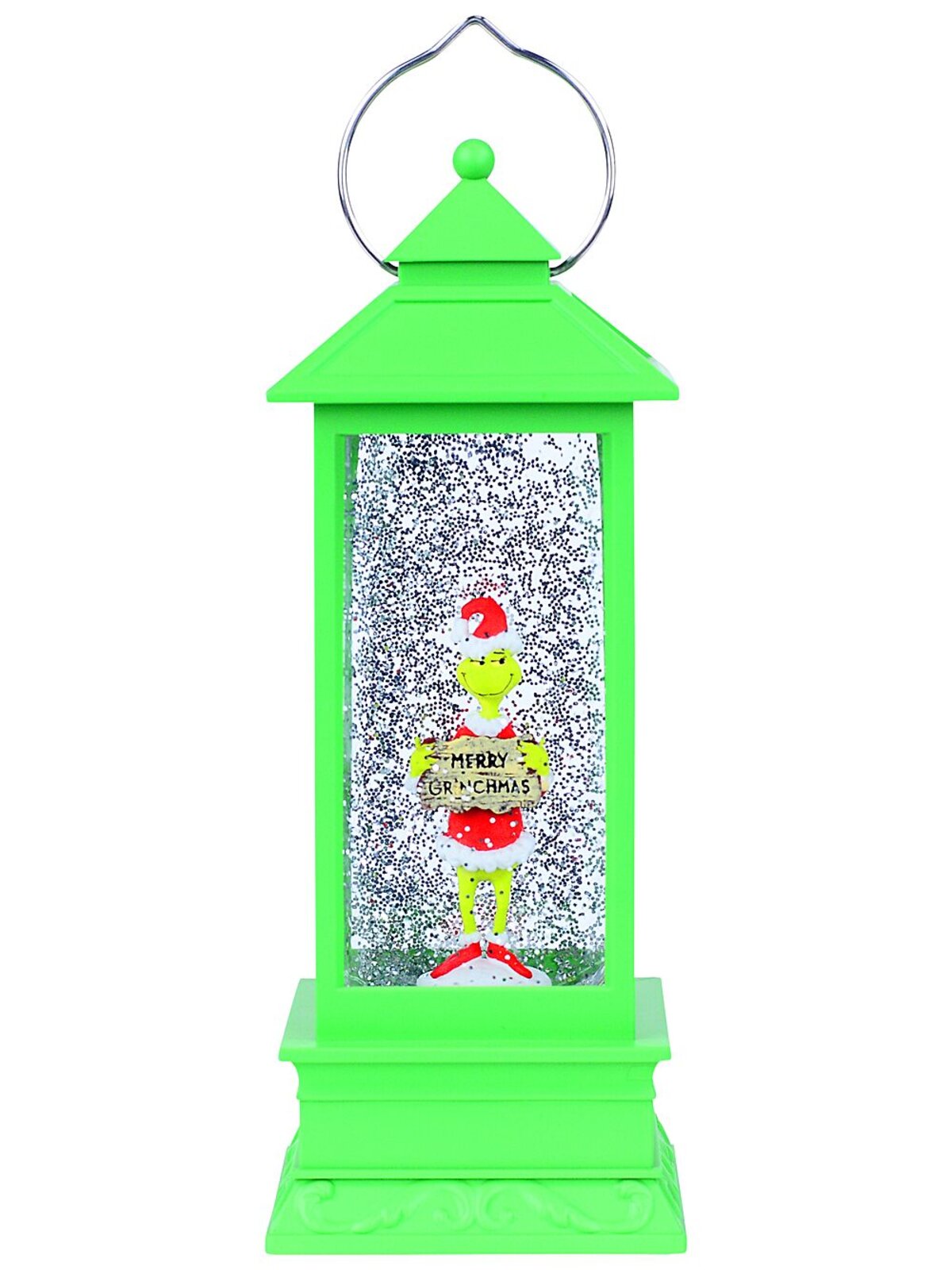 28cm Green Merry Grinchmas Snow Globe Lantern — image 2