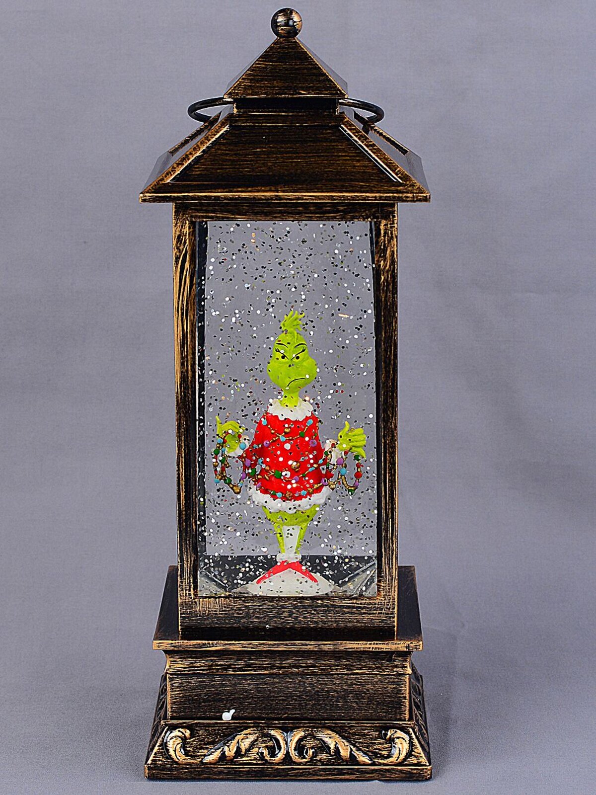 28cm Grinch With String Lights In Swirling Glitter Snow Globe Lantern — image 4
