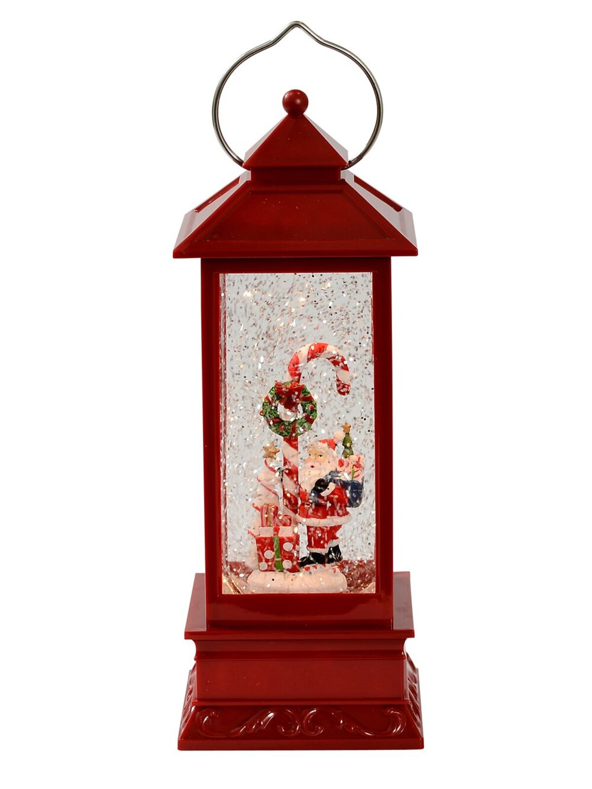 28cm Santa & Candy Cane Farmhouse Snow Globe Lantern — image 2
