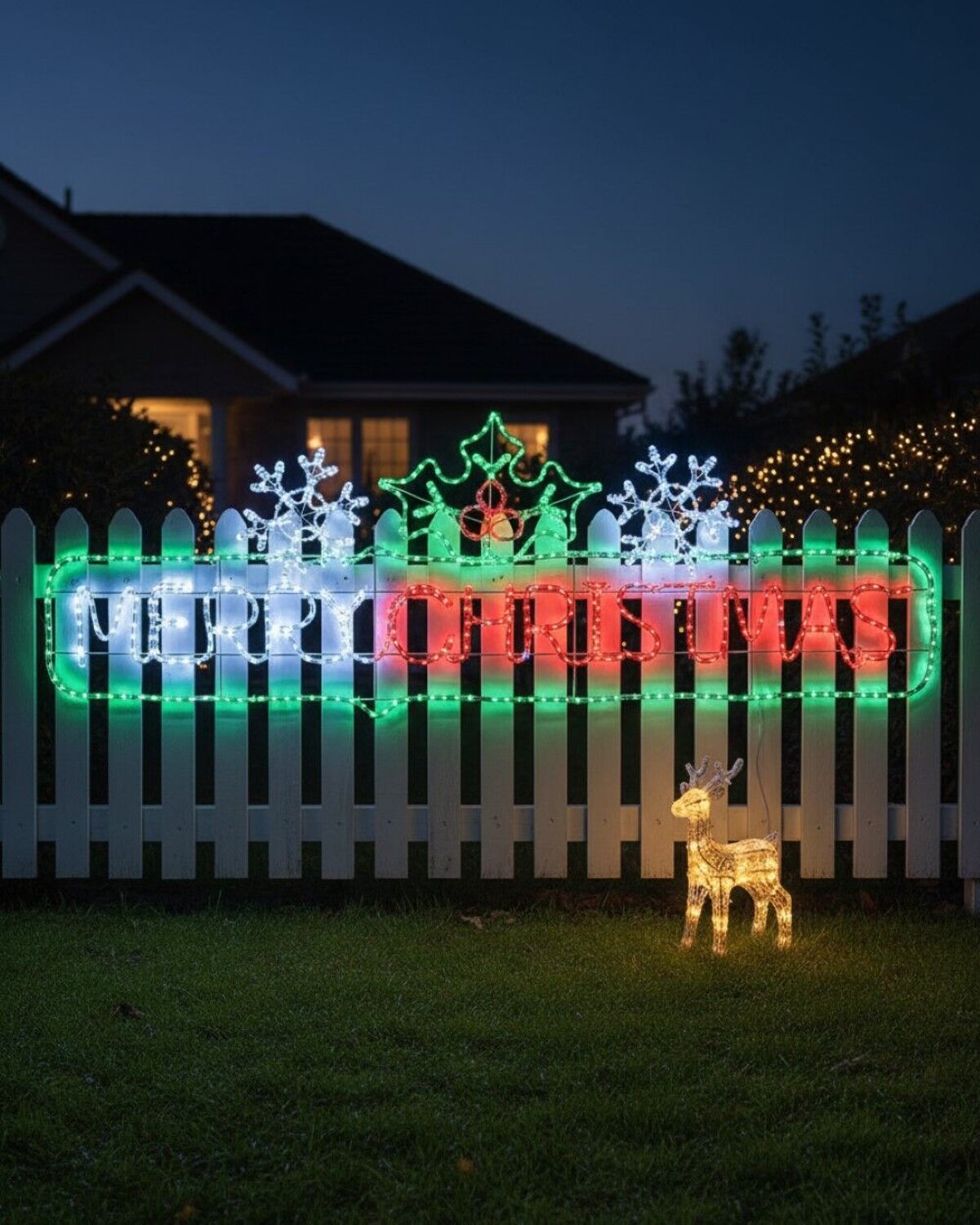2m Dynamic Framed Merry Christmas, Holly & Snowflakes Outdoor LED Display — image 5
