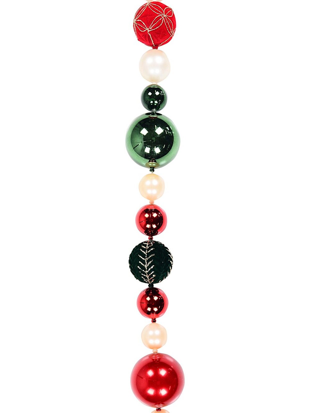 2m Red Green Soft Rose Gold & Champagne Mixed Texture Display Garland — image 3