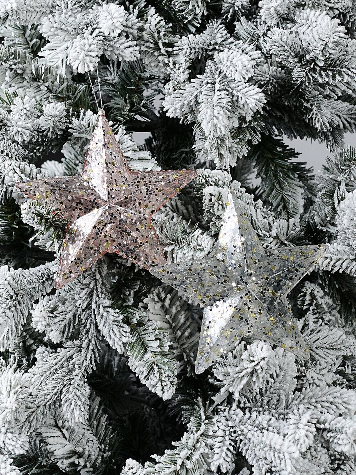 2x Clear Pink & White Sequin Star Whimsical Essential Ornaments | 17cm — image 2