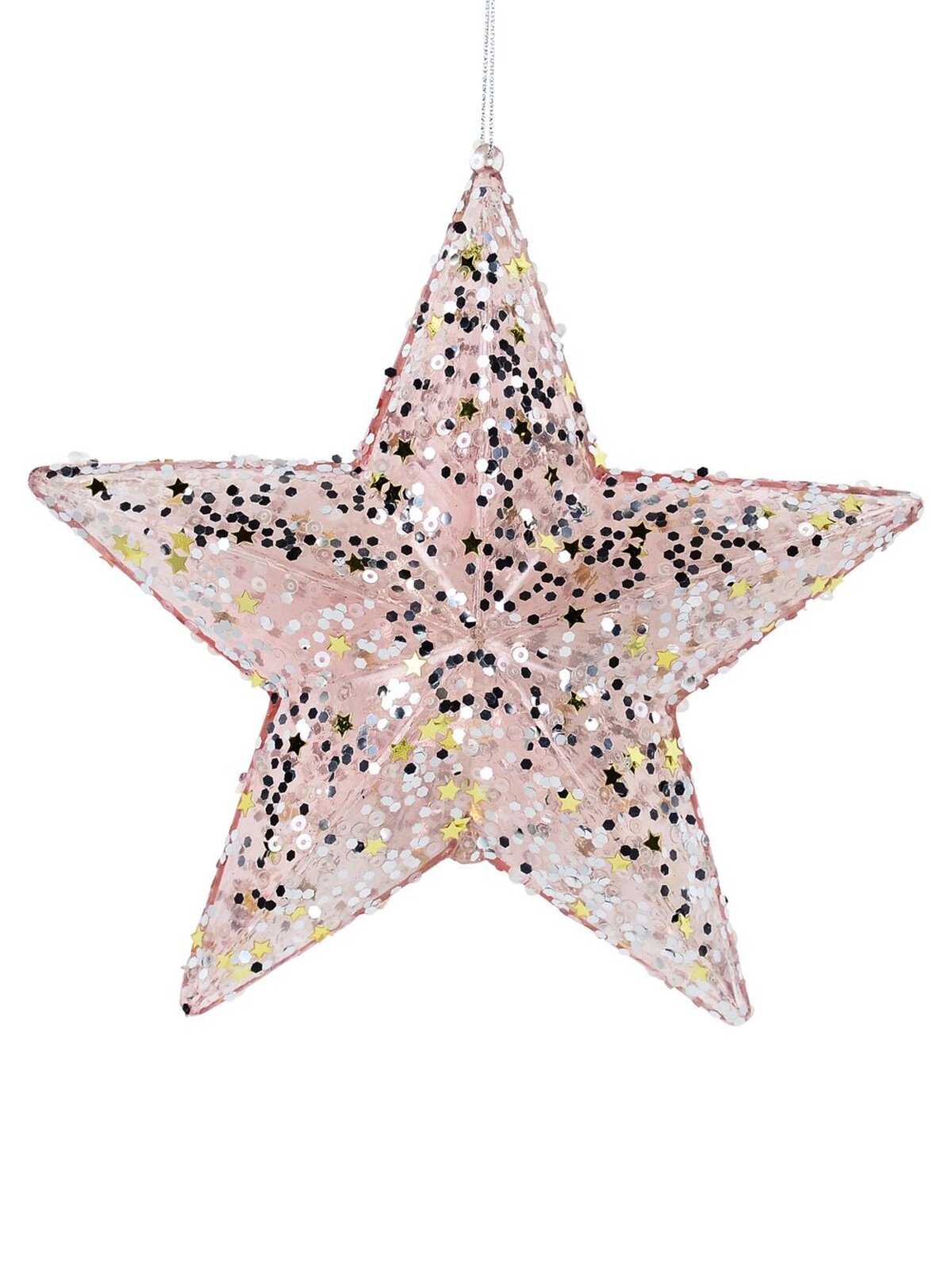2x Clear Pink & White Sequin Star Whimsical Essential Ornaments | 17cm — image 3