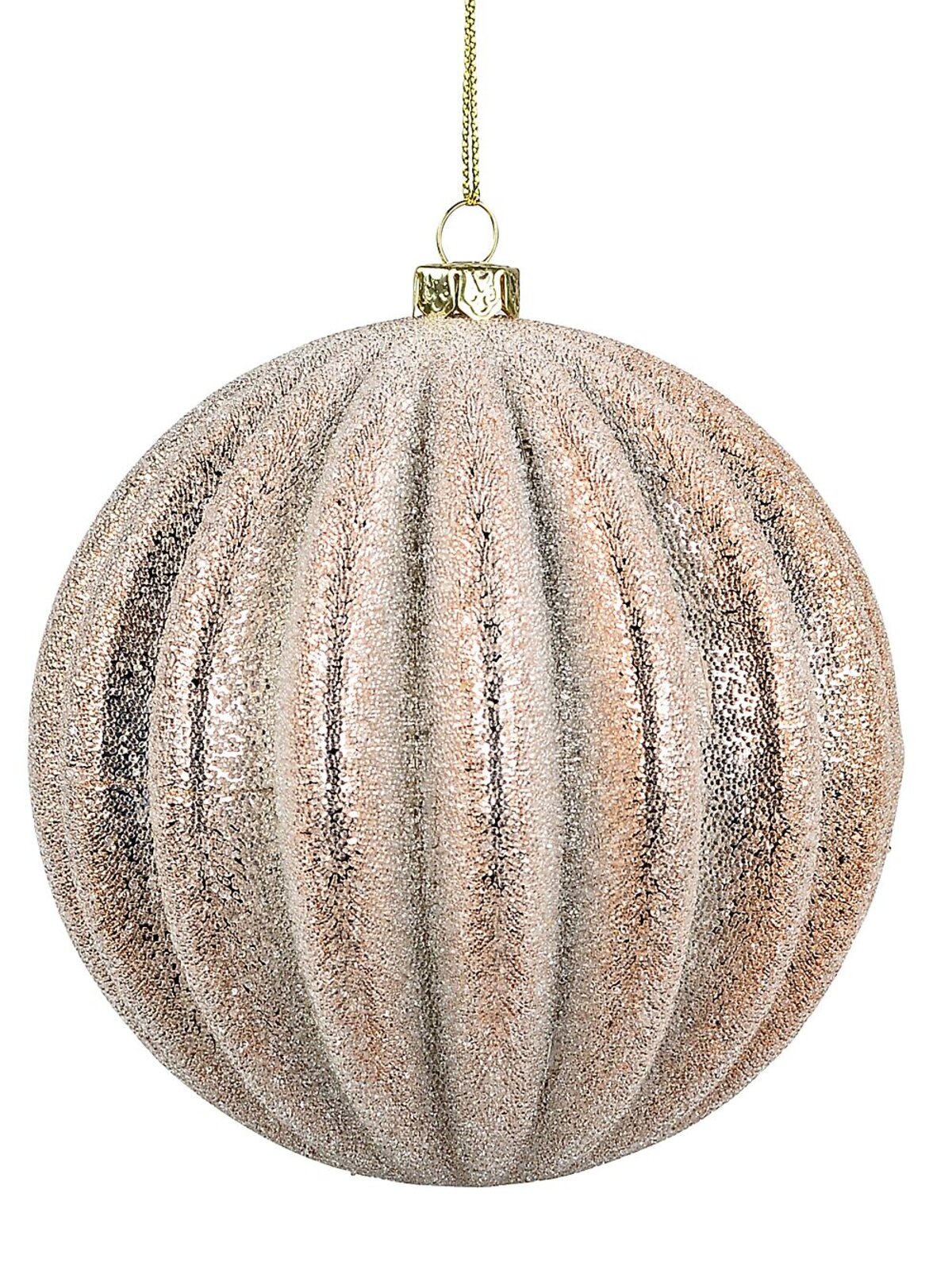2x Dynamic Rose Gold Signature Ridge Textured & Glitter Baubles | 10cm — image 3