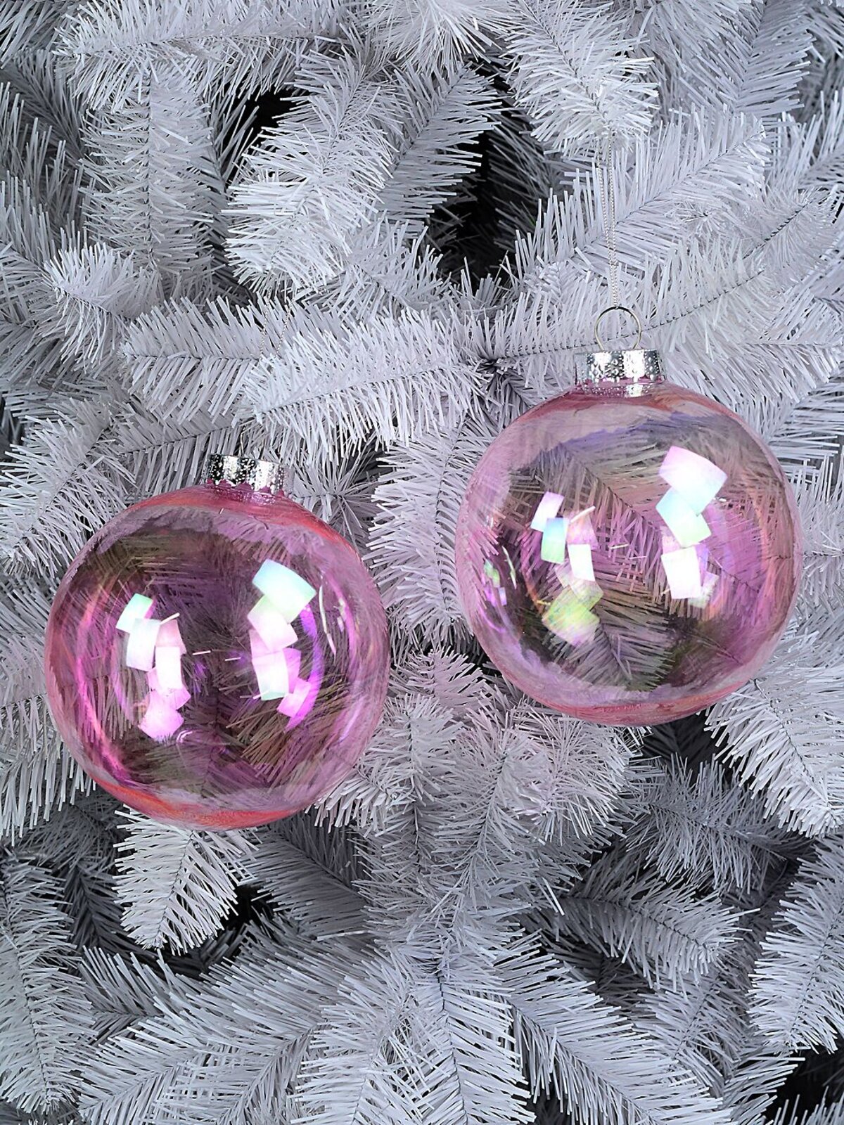 2x Lustrous Pink Tinted Grand Iridescent Soap Bubble Baubles | 15cm — image 5