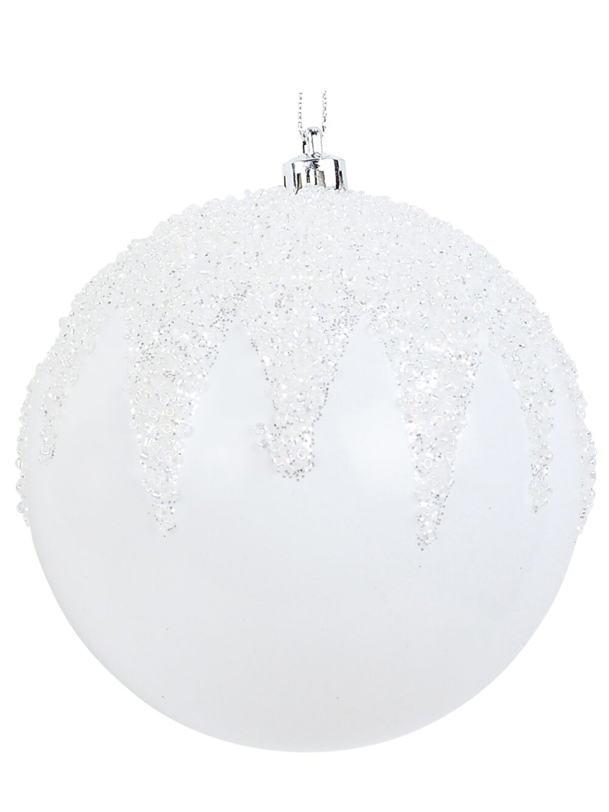 2x Opulent White & Champagne Signature Beaded Icicle Baubles | 10cm — image 3