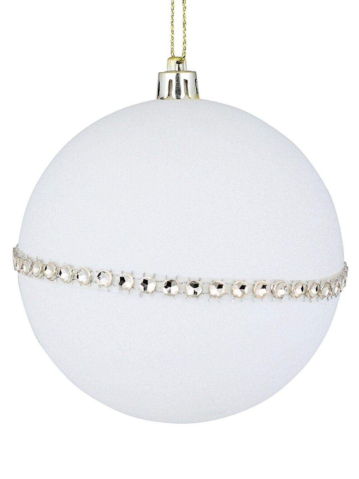 2x Opulent White & Coffee Signature Flocked Diamante Baubles | 95mm — image 4