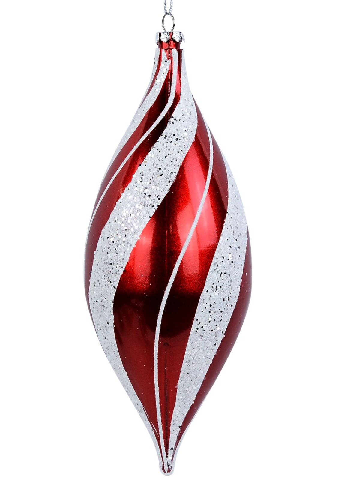 2x Red & White Candy Swirl Whimsical Signature Oval Finial Drop | 18cm — image 3